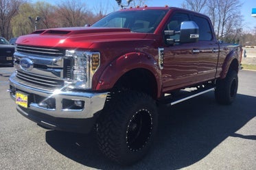 Red Custom Lifted Super Duty with Custom Hood at All American Ford Point Pleasant in Point Pleasant NJ